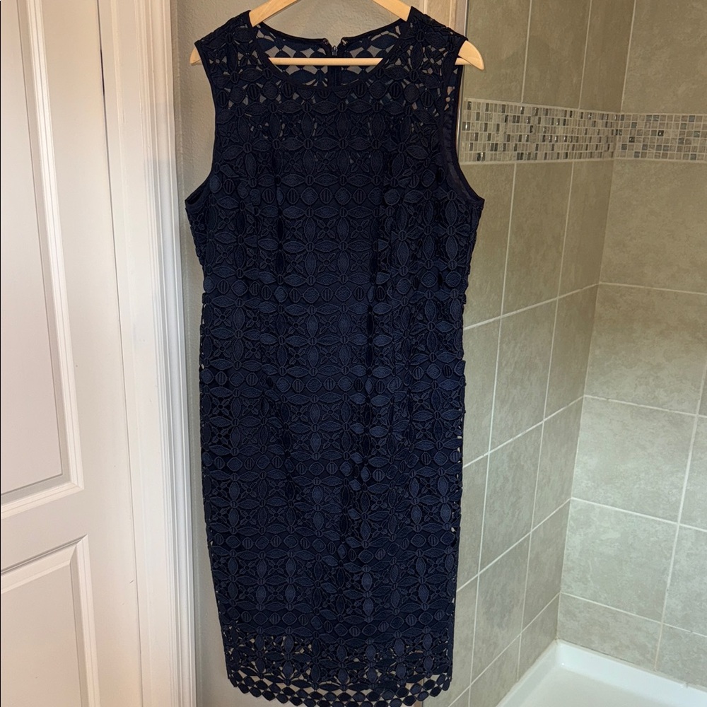 White House Black Market Navy Lace Dress Size 16W
